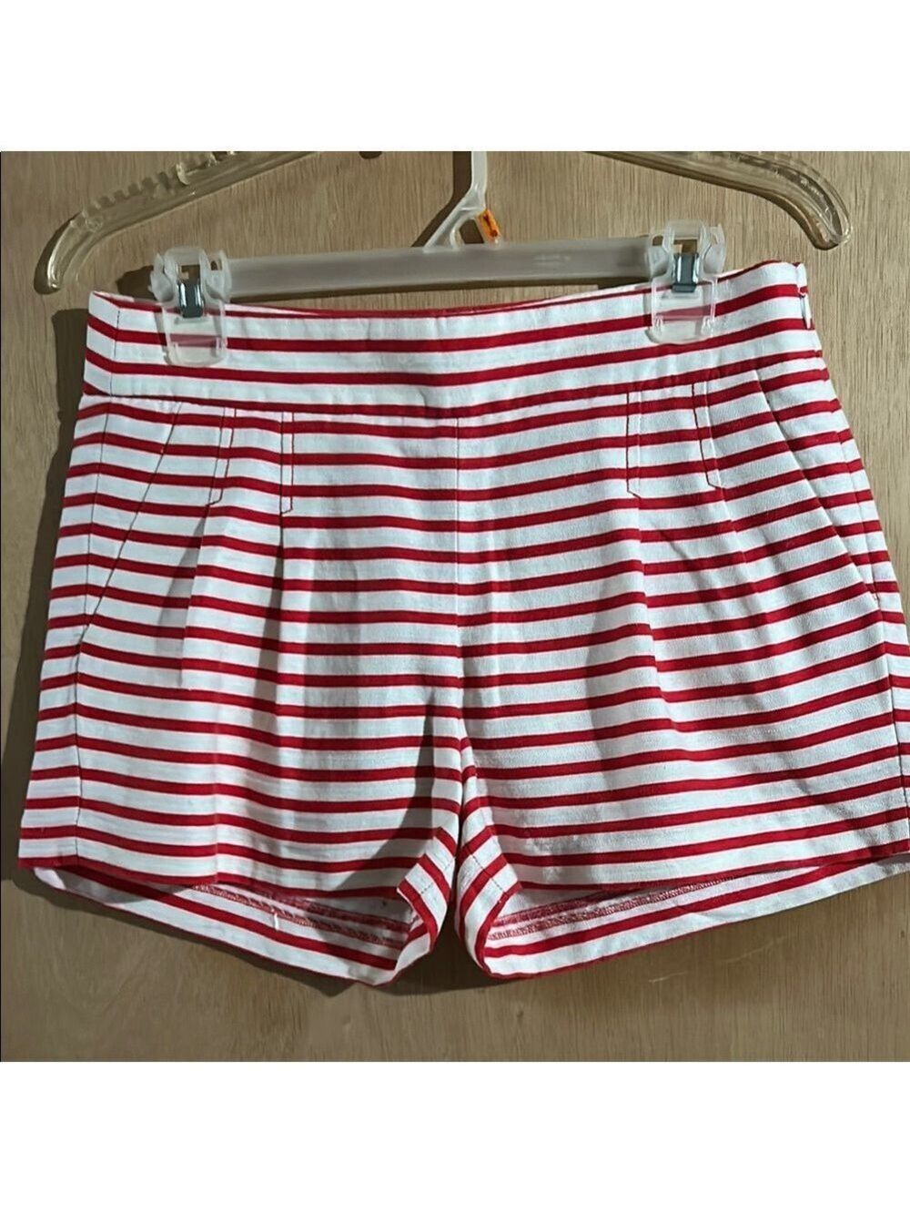 J. Crew High Waist Red and White Striped Shorts